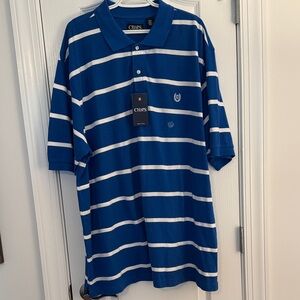 Chaps Men's Polo Shirt in Blue and White Stripes